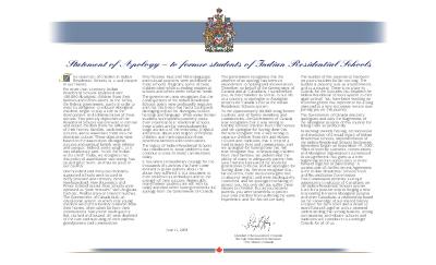 Statement of apology to former students of Indian Residential Schools (English and French)