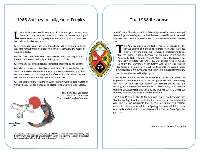 1986 Apology to Indigenous Peoples