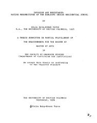 Invasion and resistance : native perspectives of the Kamloops Indian Residential School