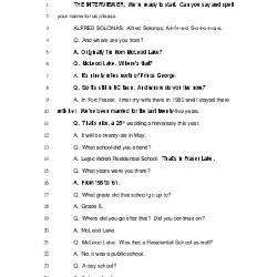 Alfred Solonas – Lejac Indian Residential School, Fraser Lake, British Columbia