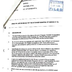 Brief of Law on Behalf of the Attorney General of Canada et al. 