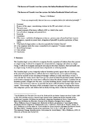 The horrors of Canada's tort law system : the Indian Residential School civil cases