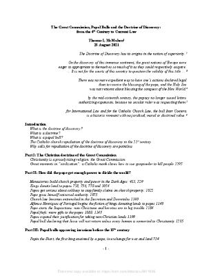 The Great Commission, papal bulls and the Doctrine of Discovery : from the 4th century to current law