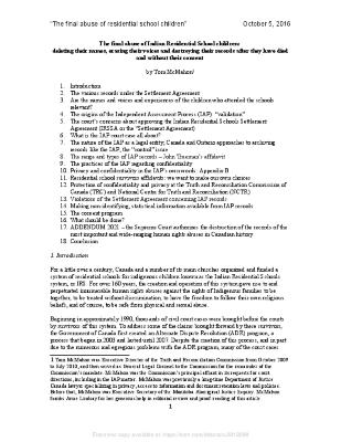 The final abuse of Indian Residential School children : deleting their names, erasing their voices and destroying their records after they have died and without their consent