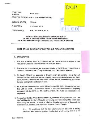 Brief of Law on Behalf of CCEPIRSS and the Catholic Entities 