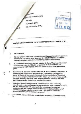 Brief of Law on Behalf of the Attorney General of Canada et al. 