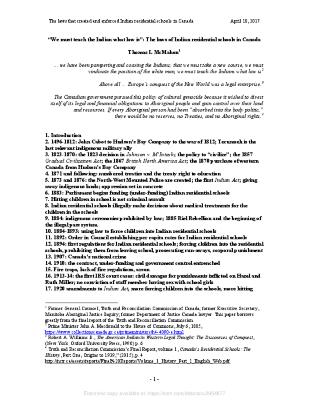 'We must teach the Indian what law is' : the laws of Indian Residential Schools in Canada