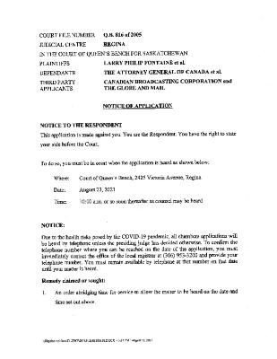 Notice of Application