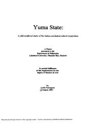 Yuma state : a philosophical study of the Indian residential school experience
