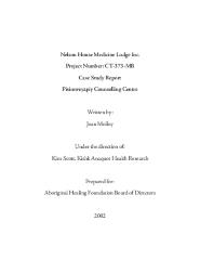 Case study report : Pisimweyapiy Counselling Centre