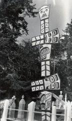 Totem poles, Village Island. BC