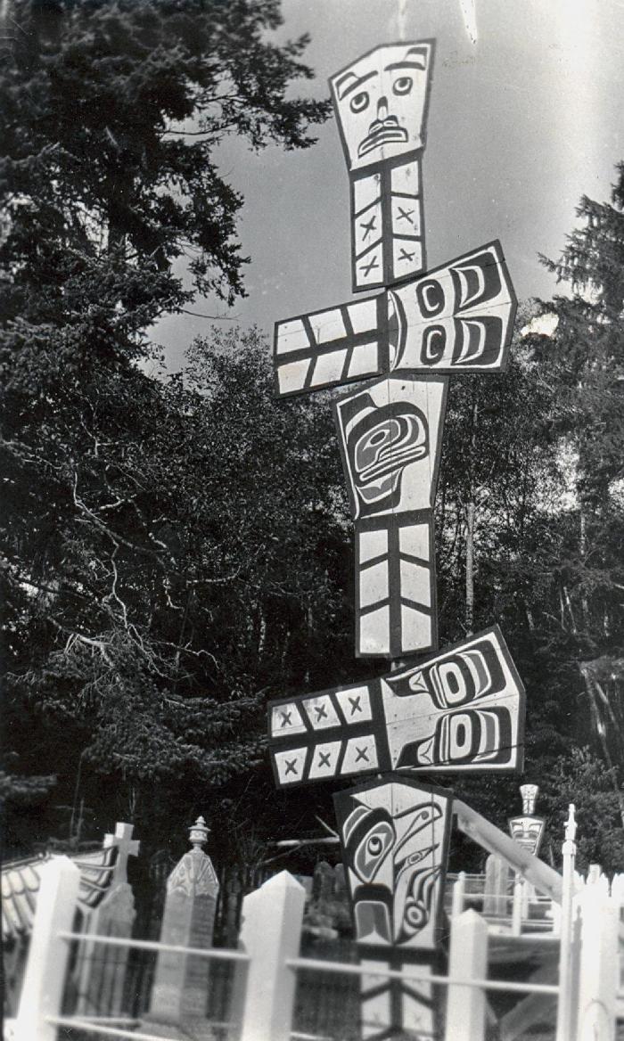Totem poles, Village Island. BC