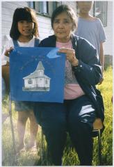 Quilt square for General Council 2000 Toronto; Tanis McNabb, Kokum Shirley Akapew embroidered the quilt patch, Deidre Akapew