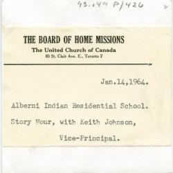 Story hour, Alberni Indian Residential School : Keith Johnson, vice-principal reading to a class