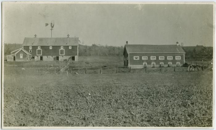 [Barns and pasture, Brandon Industrial Institute]