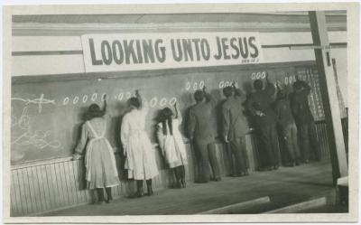 [A class in penmanship, Red Deer Institute]