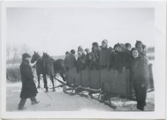 [Students on a box sleigh, File Hills Indian Residential School]