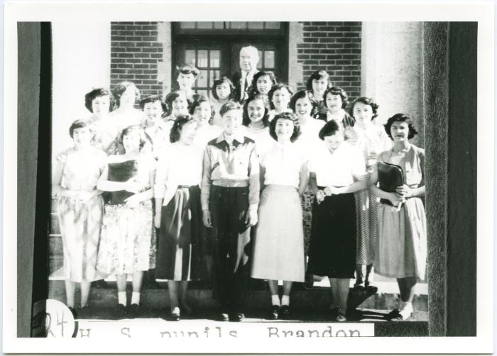 [Rev. Oliver B. Strapp with H.S. pupils, Brandon]