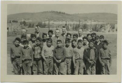 [Indian boys and teachers, Morley Residential School]