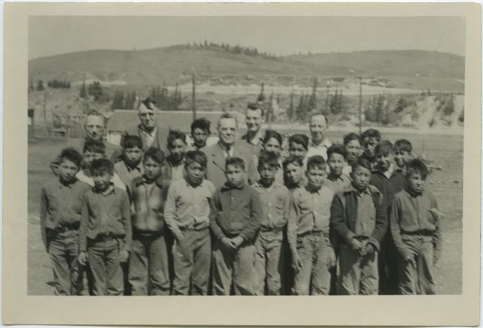 [Indian boys and teachers, Morley Residential School]