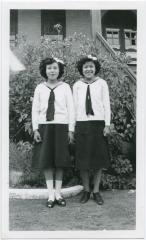 [Two Indian girls from the C.G.I.T. group, File Hills Residential School, Sask.]