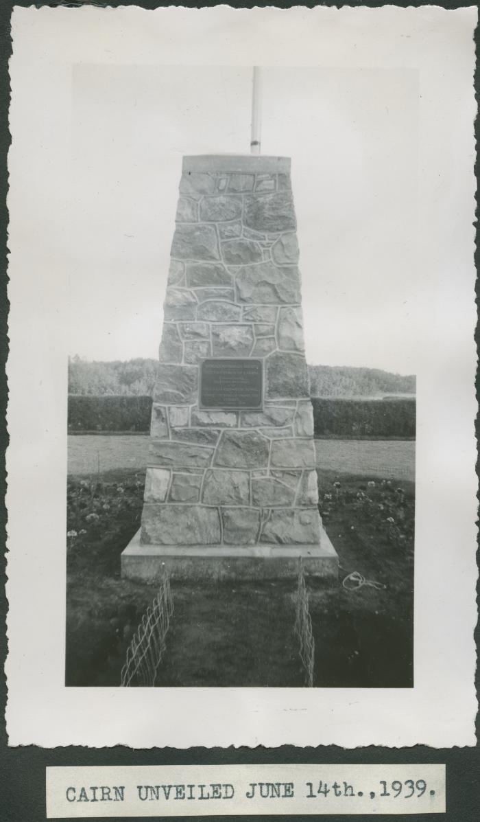 Cairn unveiled June 4th, 1939