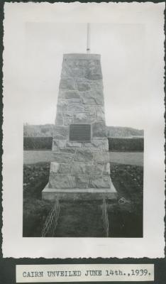 Cairn unveiled June 4th, 1939
