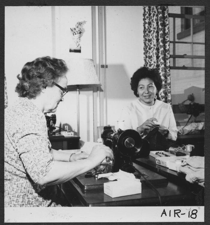 Alberni Indian Residence Alberni, B. C. Women at work in sewing-room. 