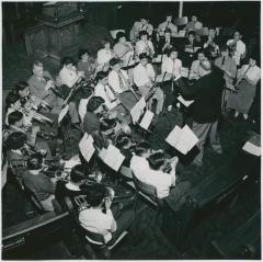 At Wesley United Church 1955. Bandmaster - Mr. A. C. Robinson