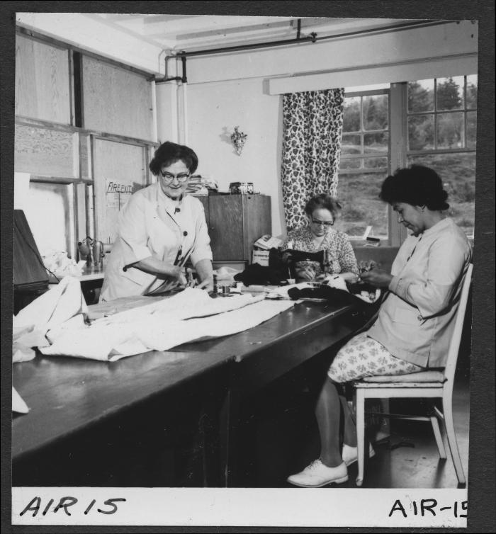 Alberni Indian Residence Alberni, B. C. Sewing room staff at work.