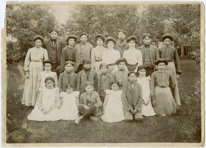 Indian children from Fisher River, Portage la Prairie Indian Boarding School