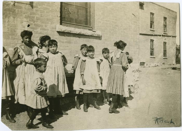 Girls at the Indian school in the great lone land, Brandon, Man.