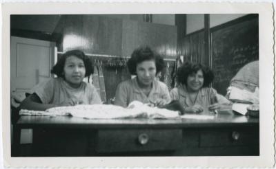 In the Sewing Room Mar. [March] 1952, Portage la Prairie Indian Res. [Residential] School