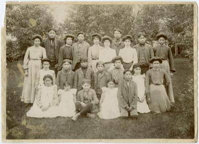 Indian children from Fisher River, Portage la Prairie Indian Boarding School