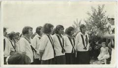 Mrs. F.W. Therrien leading the famous Round Lake Residential School choir