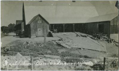 Institution barn undergoing repair, Muncey