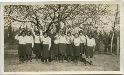 Miss Currie and S.S. class, Morley Alta. : all Indian girls