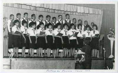 Portage Indian Residential School Mixed Choir 1964. Mrs. I. Quigley, Director, J.O. Harris, Principal