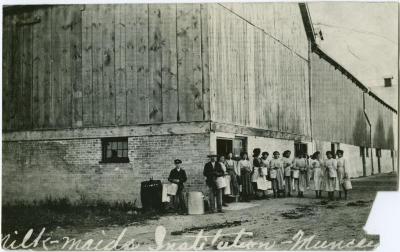 Milkmaids at the Mount Elgin Indian Industrial Institute, Muncey