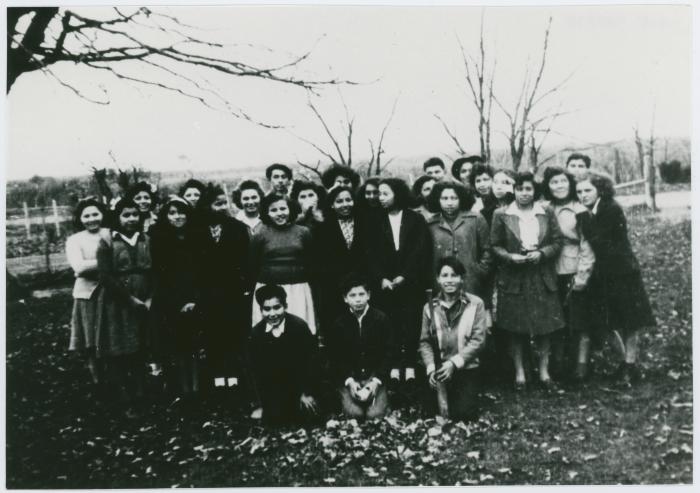 November 1946.  First group of pupils, Grades VII - X.  Picture taken by Mr. Johnston.