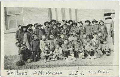 The boys and Mr. J.M. Joblin, I.I.S., Red Deer