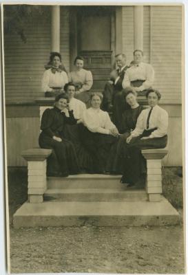 The principal, his wife, and the lady members of the staff of Coqualeetza Industrial Institute