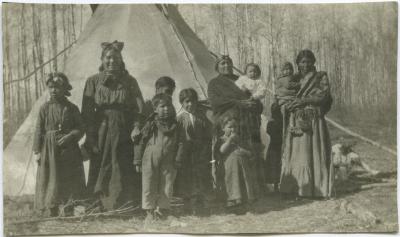 White Whale Indians visiting their children at the school