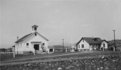 United Church and minister's house in Morley, Alberta