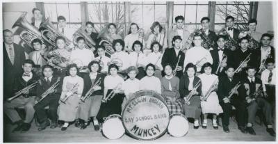 The Band after practice, 1956. Bandmaster - Mr. A. C. Robinson