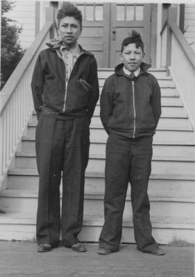 Two Stoney Nakoda boys at school