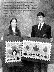 Mary Jane Sterling and Tracy Charters (Kamloops Indian Students' Residence) displayed proposed designs for stamps.