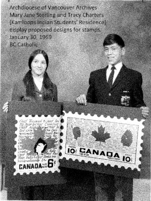 Mary Jane Sterling and Tracy Charters (Kamloops Indian Students' Residence) displayed proposed designs for stamps.