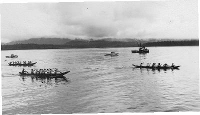 War Canoe Races on Coronation Day in Alert Bay, BC
