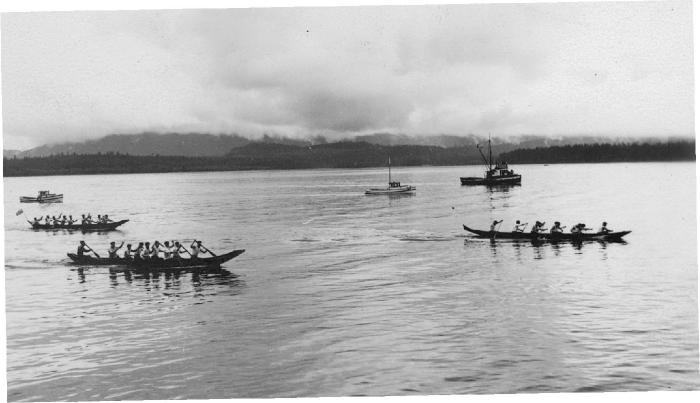 War Canoe Races on Coronation Day in Alert Bay, BC
